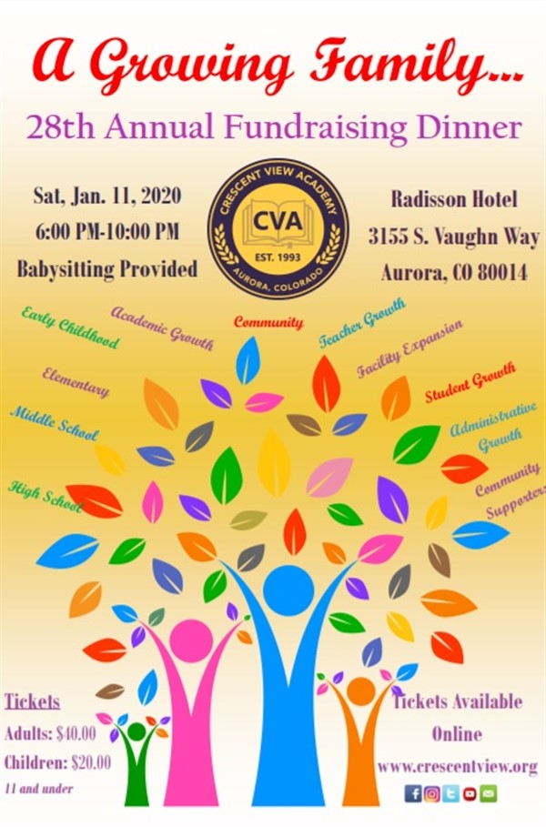 Get Information and buy tickets to Child care- CVA Annual Fundraising Banquet 2020 Child care for children 11 and under on Crescent View Academy