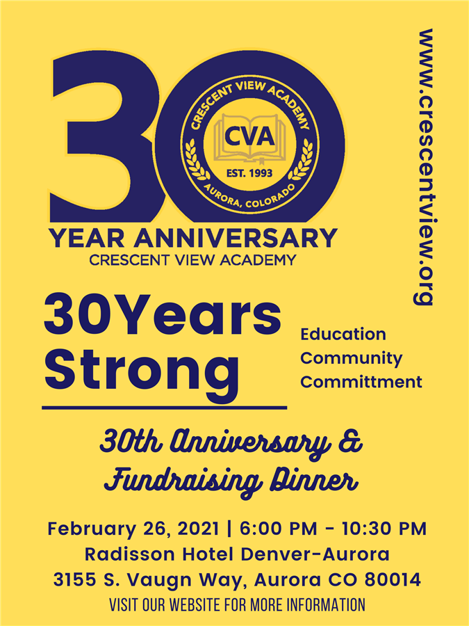 Obtenez des informations et achetez des billets pour CVA Annual Fundraising Banquet 2022  sur Crescent View Academy