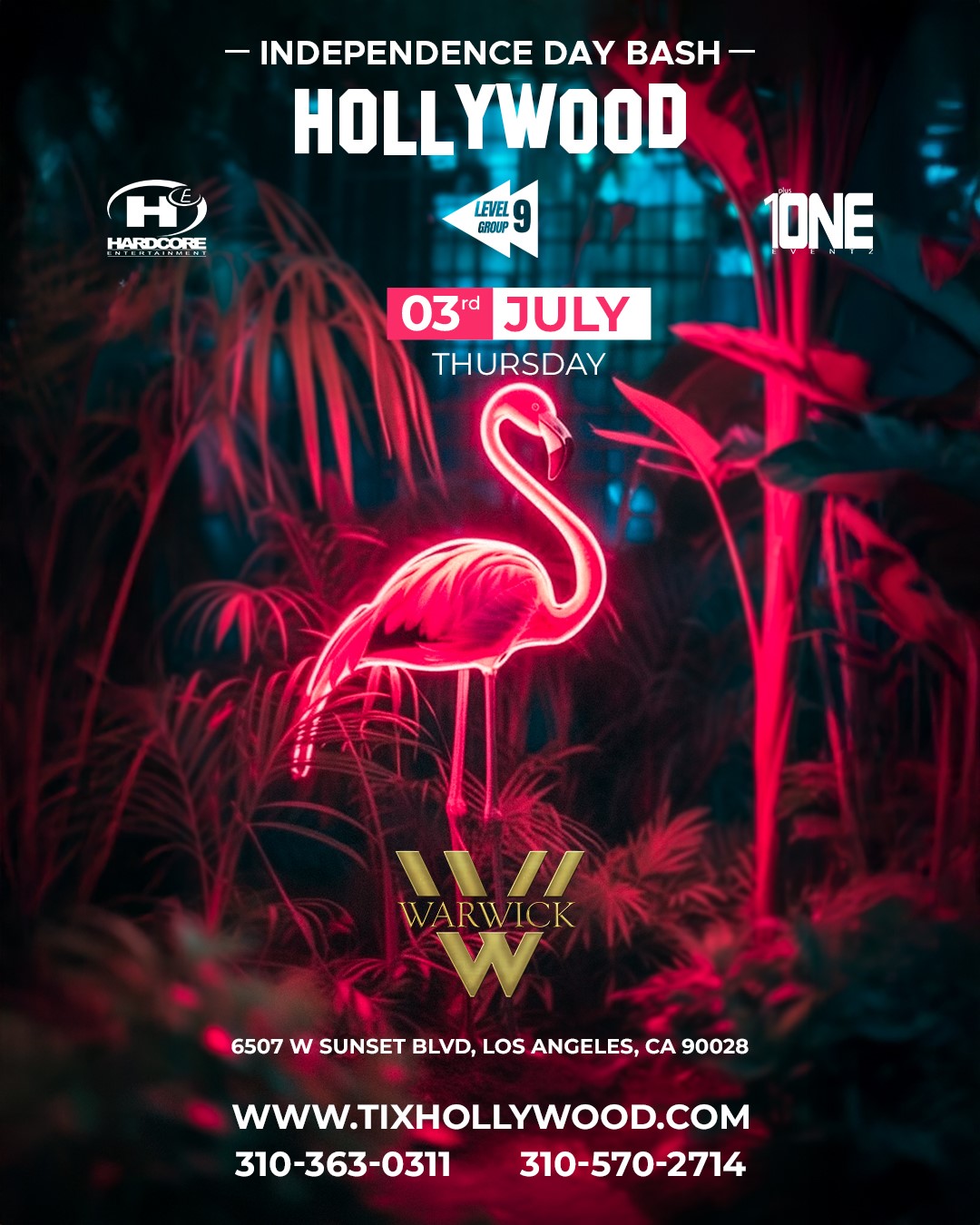 Get information & buy tickets to Independence Day Bash @ WARWICK Thursday, July 3rd, 2025 on Jul 03, 22:00 @Warwick | HARDCORE & PLUS ONE