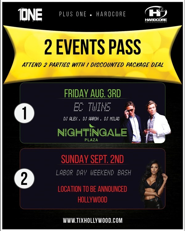 Get Information and buy tickets to PACKAGE DEAL: Nightingale 8/3 & Lure 9/2 1 Ticket 2 Events on HARDCORE & PLUS ONE