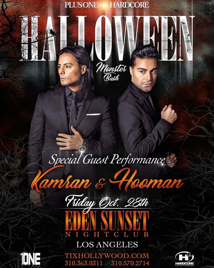 Get Information and buy tickets to Halloween Party in LA ft: KAMRAN & HOOMAN @ EDEN SUNSET (Friday, Oct. 28) on Shemshak