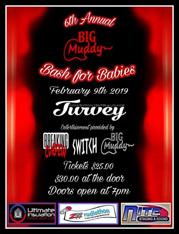 Get Information and buy tickets to Bash for Babies         Early Bird tickets Ends Dec 31st Big Muddy, Switch, Breaking Curfew on Turvey Convention Center