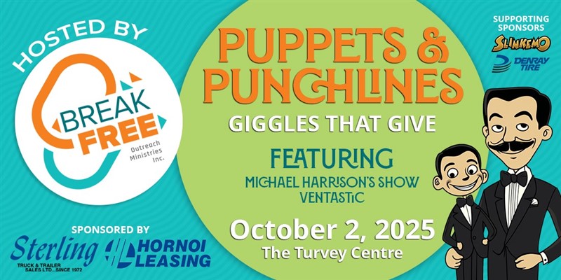 Get Information and buy tickets to Puppets & Punchlines – Giggles That Give  on Turvey Convention Center