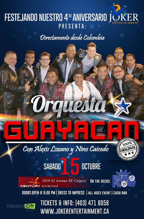 Get Information and buy tickets to GUAYACAN ORQUESTA EN CALGARY  on www.jokerentertainment.ca