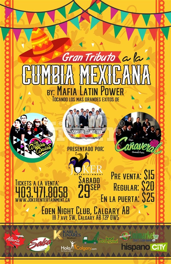 Obtenez des informations et achetez des billets pour Tributo a la Cumbia Mexicana en Calgary By Mafia Latin Power sur www.jokerentertainment.ca