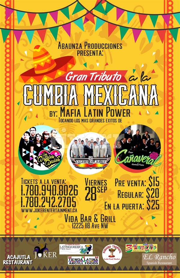 Obtenez des informations et achetez des billets pour Tributo a la Cumbia Mexicana Edmonton By Mafia Latin Power sur www.jokerentertainment.ca