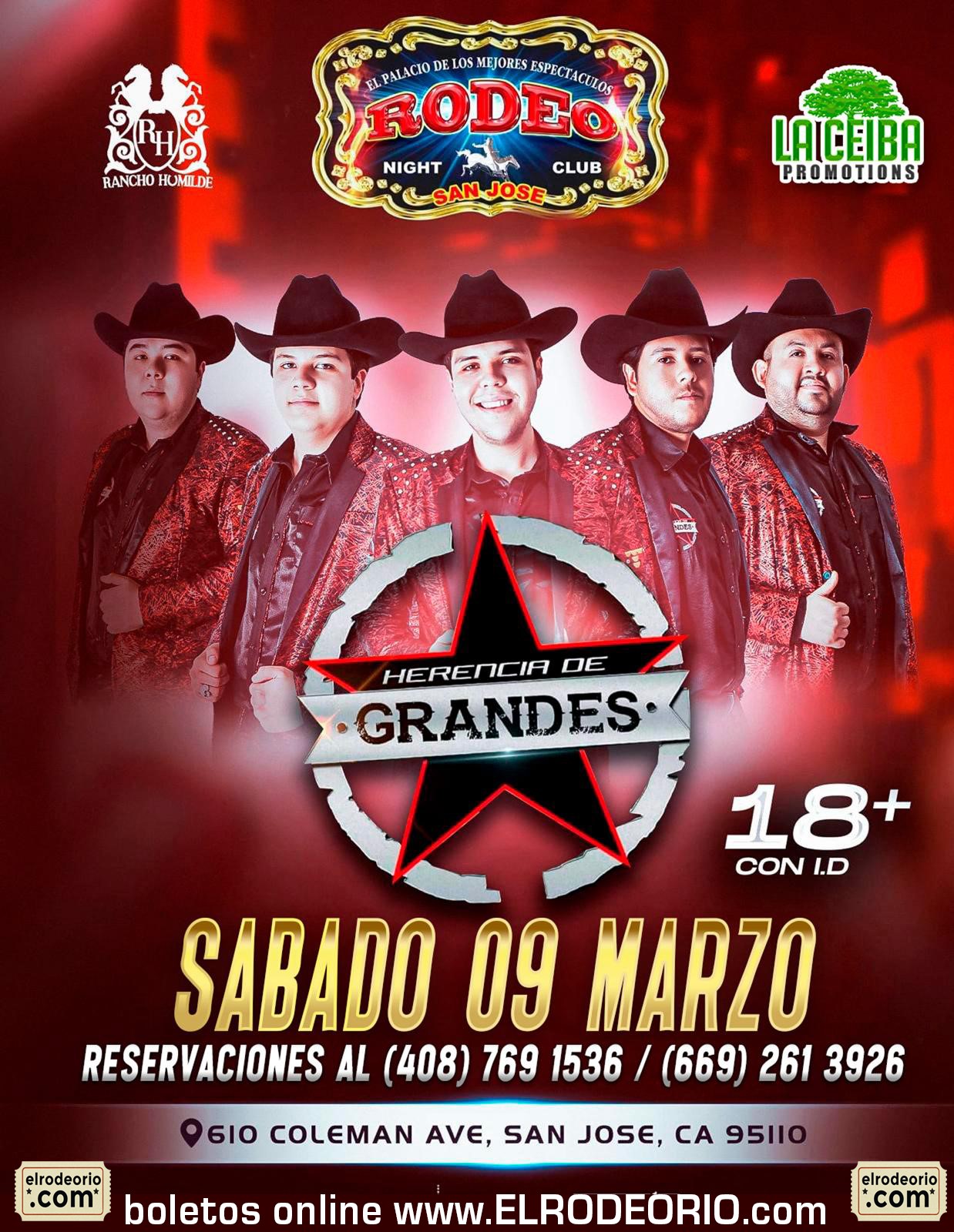 HERENCIA DE GRANDES  on Mar 09, 21:00@Club Rodeo - Buy tickets and Get information on elrodeorio.com sanjoseentertainment