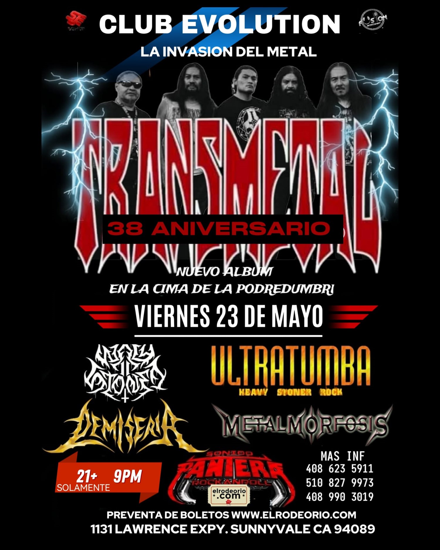 Get information & buy tickets to Transmetal La Invasion del Metal! on May 23, 21:00 @Evolution Night Club | elrodeorio com | sanjoseentertainment
