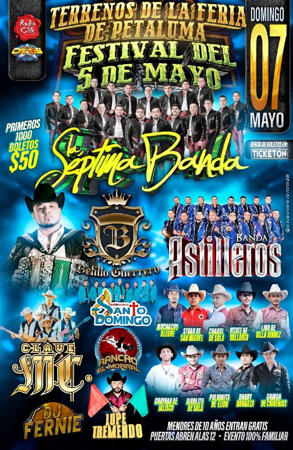Get Information and buy tickets to Festival del 5 de Mayo La Septima Banda,Banda Astilleros,Betillo Guerrero,Lupe Tremendo,Rancho El Morral y mas! on elrodeorio.com
