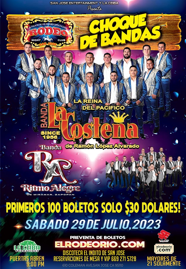 Get Information and buy tickets to Banda La Costeña y Banda Ritmo Alegre.Sabado 29 de Julio,Club Rodeo  on elrodeorio.com