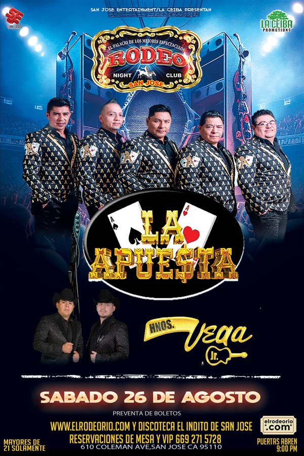 Get Information and buy tickets to La Apuesta y Los Hermanos Vega,Club Rodeo,Sabado 26 de Agosto  on elrodeorio.com
