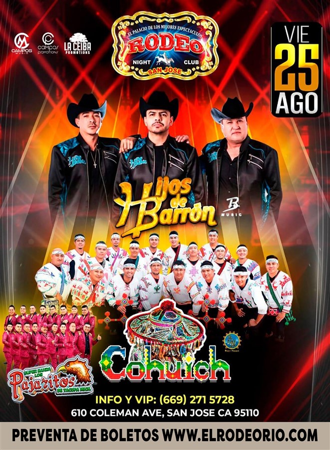 Get Information and buy tickets to Los Hijos de Barron ,Banda Cohuich y Los Pajaritos de Tacupa  on elrodeorio.com