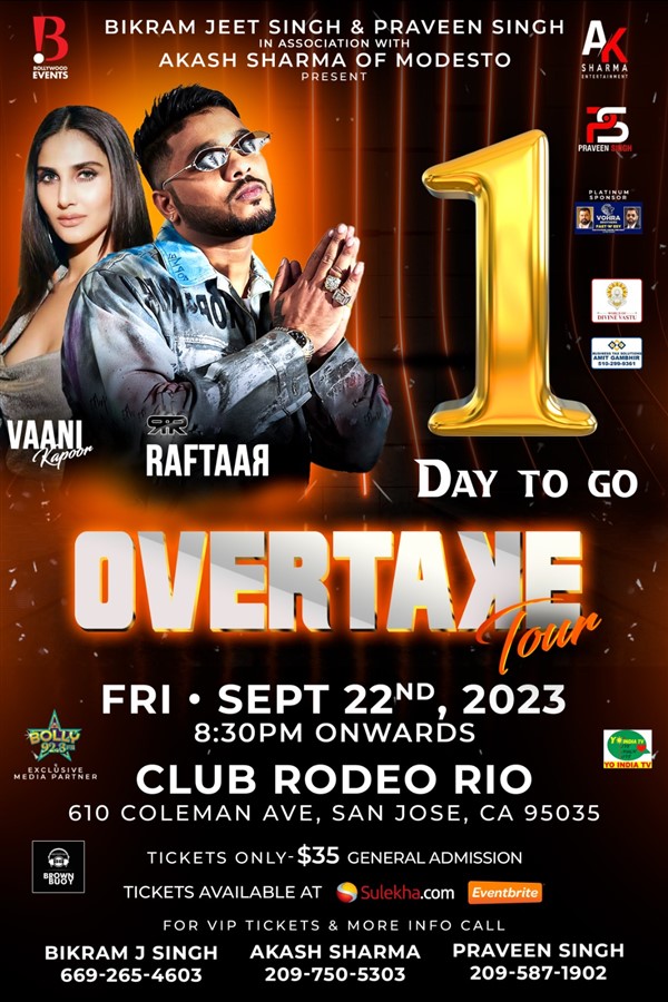 Obtener información y comprar entradas para Vanni Kapoor,Raftaar Overtake Tour en elrodeorio.com.