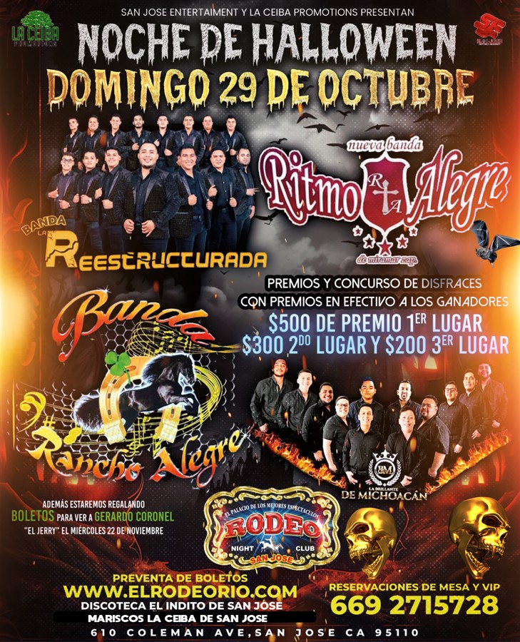 Obtener información y comprar entradas para Noche de Halloween y Disfraces,Club Rodeo,Domingo 29 de Octubre  en elrodeorio.com.