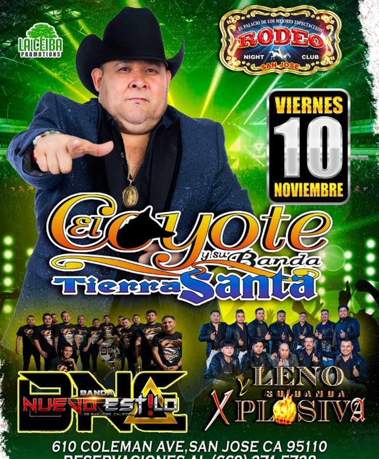 Obtener información y comprar entradas para El Coyote y su Banda Tierra Santa,Viernes 10 de Noviembre,Club Rodeo  en elrodeorio.com.