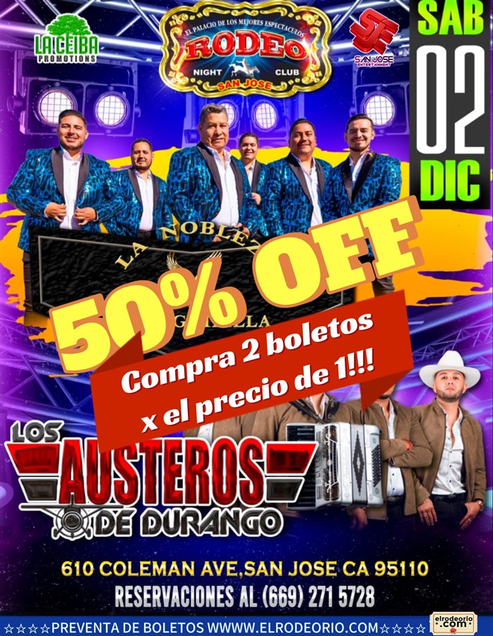 Get Information and buy tickets to La Nobleza de Aguililla y Los Austeros de Durango,Sabado 2 de Diciembre  on elrodeorio.com