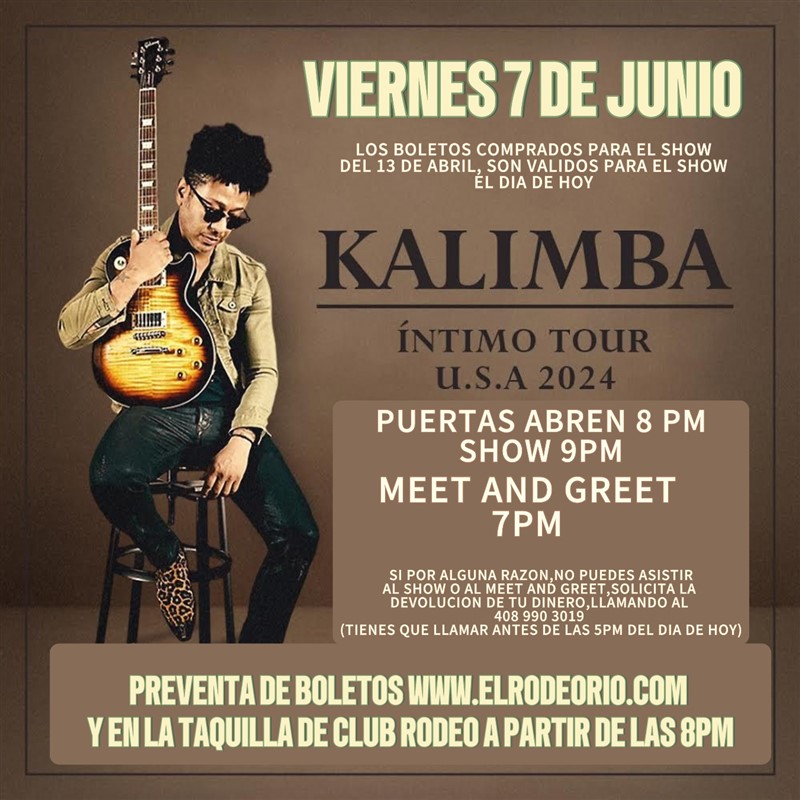 Obtener información y comprar entradas para Kalimba "Intimo Tour U.S.A 2024" en elrodeorio com.