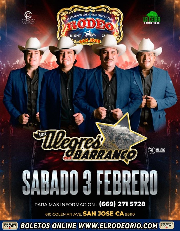 Obtener información y comprar entradas para Los Alegres del Barranco,Sabado 3 de Febrero,Club Rodeo  en elrodeorio.com.