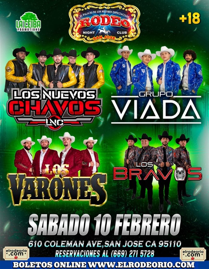 Get Information and buy tickets to Los Nuevos Chavos,Grupo Viada,Los Varones,Los Bravos Mayores de 18 son bienvenidos! on elrodeorio.com
