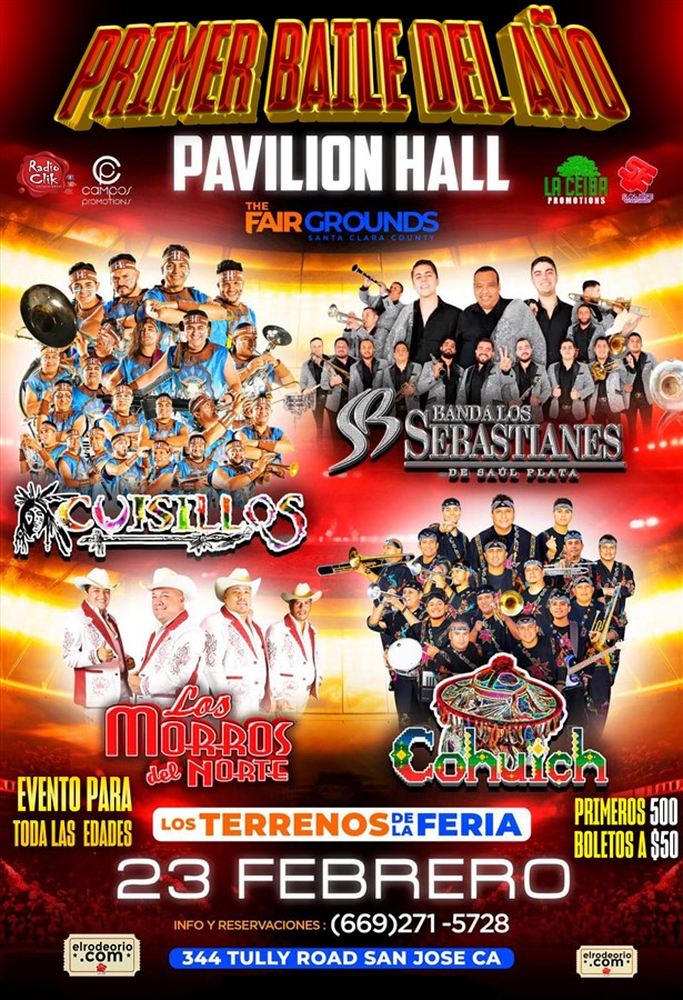 Get Information and buy tickets to Primer Bailazo del Año! Banda Cuisillos,Banda Los Sebastianes,Banda Cohuich y Los Morros del Norte on elrodeorio.com