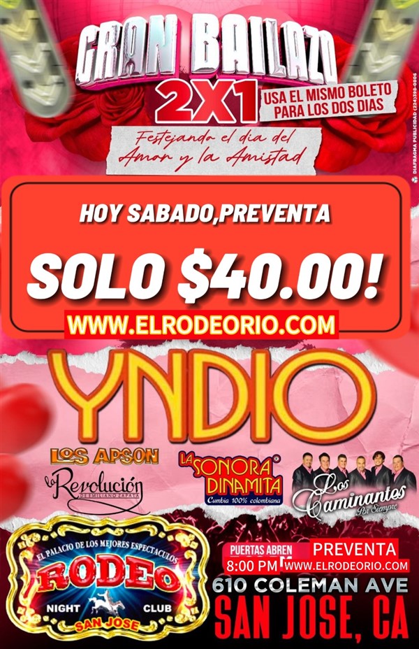 Obtener información y comprar entradas para Celebrando el Dia de San Valentin!  en elrodeorio.com.