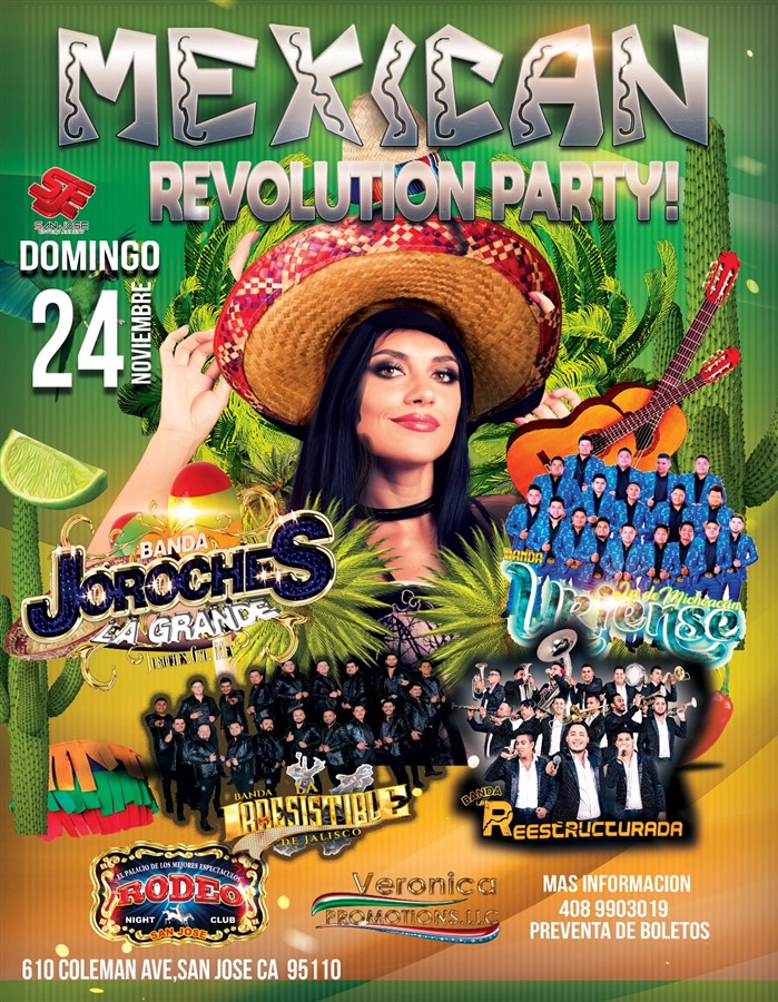 Get Information and buy tickets to Banda Uriense,Banda Joroches,Banda La Irresitible  y Banda La Reestructurada ☆Mexican Revolution Party!☆ on T30