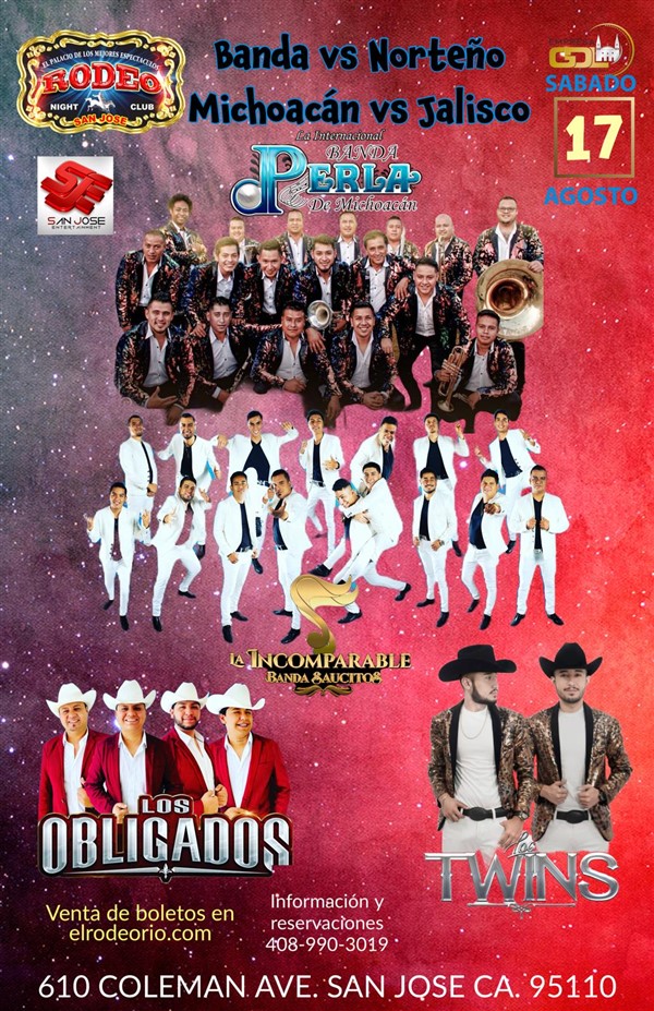 Get Information and buy tickets to Banda Perla de Michoacan,La Incomparabla Banda Saucitos,Los Obligados y Los Twins  on elrodeorio com