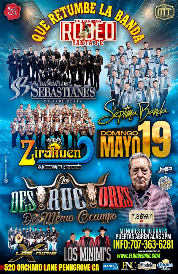 Obtener información y comprar entradas para Que Retumbe la Banda! Rodeo Santa Fe Petaluma en elrodeorio.com.