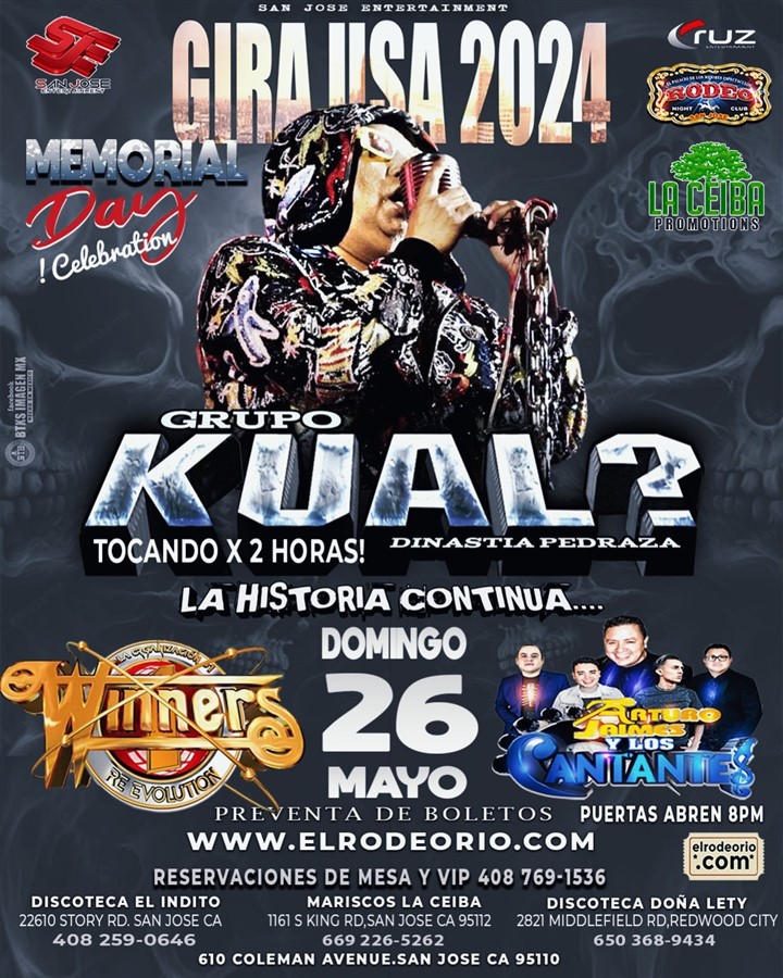 Obtener información y comprar entradas para Grupo Kual,Antonio Morales "Winners",Arturo Jaimes y Los Cantantes,Club Rodeo  en elrodeorio com.
