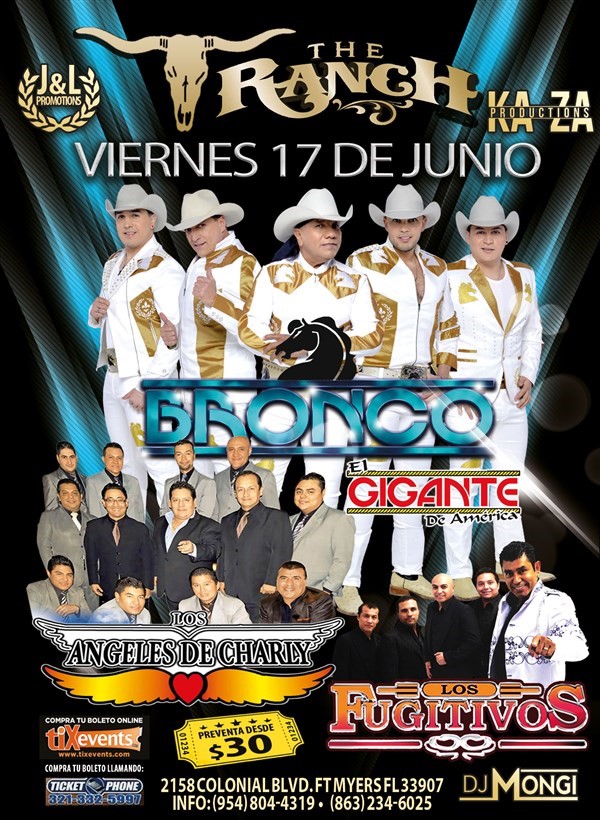 Get Information and buy tickets to THE RANCH • BRONCO • LOS ANGELES DE CHARLY & LOS FUGITIVOS  on tixevents.com