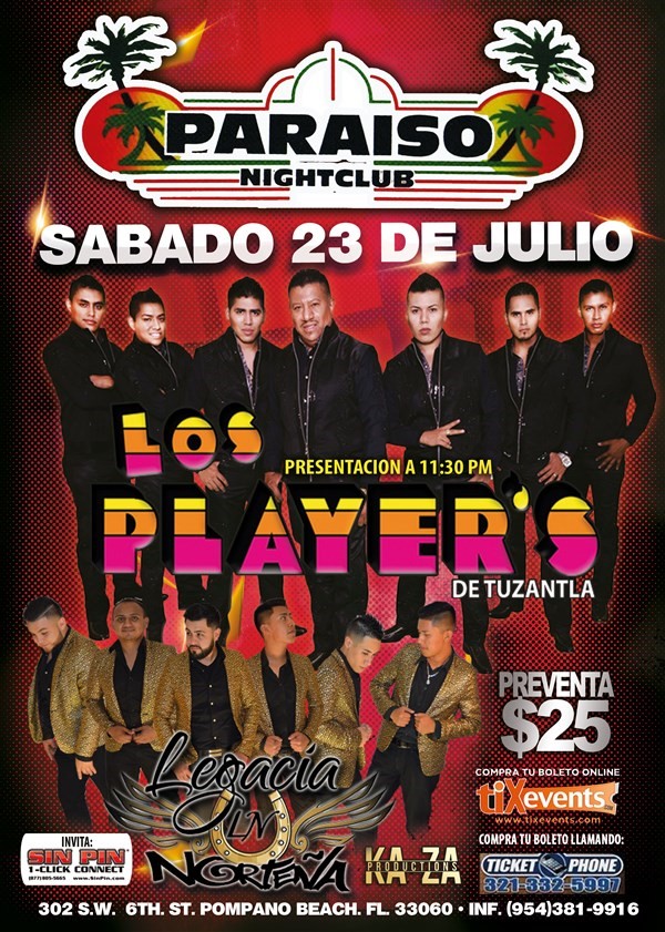 Get Information and buy tickets to Paraiso • Los Players & Legacia Norteña  on tixevents.com
