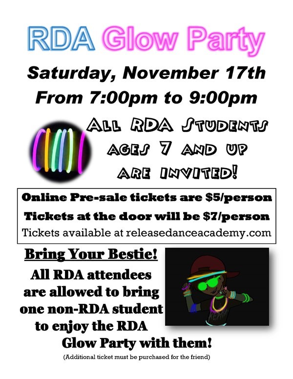 Get Information and buy tickets to RDA Glow Party 2018  on Release Dance Academy