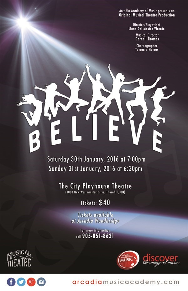 Get Information and buy tickets to Believe Presented By Arcadia Academy of Music-Musical Theatre on Arcadia Academy of Music