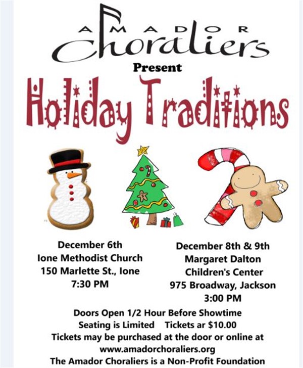 Get Information and buy tickets to Amador Choraliers Presents Christmas Traditions on Amador Choraliers