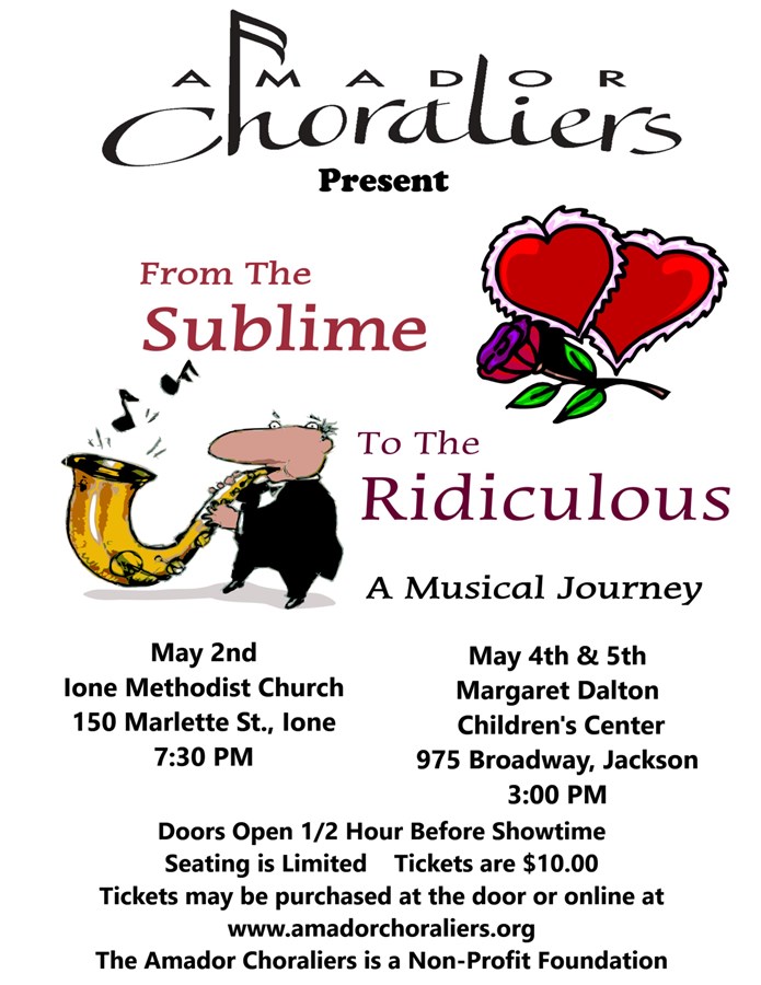 Get Information and buy tickets to 2019 Spring Concert - From the Sublime to the Rediculous  on Amador Choraliers