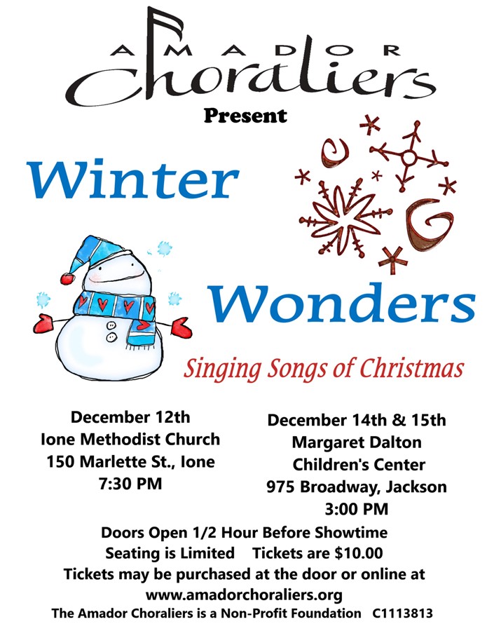 Get Information and buy tickets to Winter Wonders Singing songs of Christmas on Amador Choraliers
