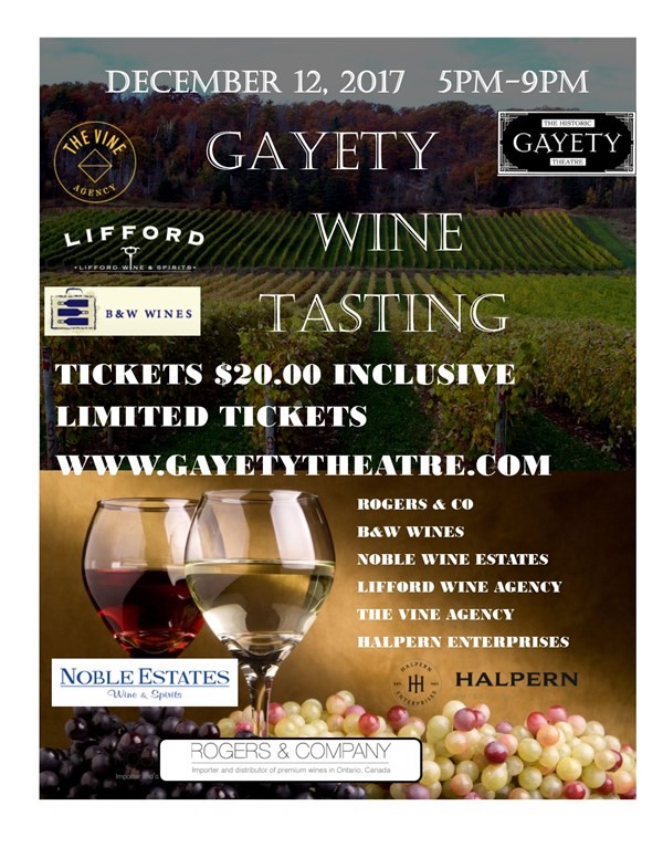 Get Information and buy tickets to GAYETY WINE TASTING  on www.gayetytheatre.com
