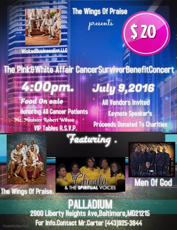 Get Information and buy tickets to The Pink& Pink&White Affairs Cancer Survivor Benefit Concert  on Wicked Business Entertainment
