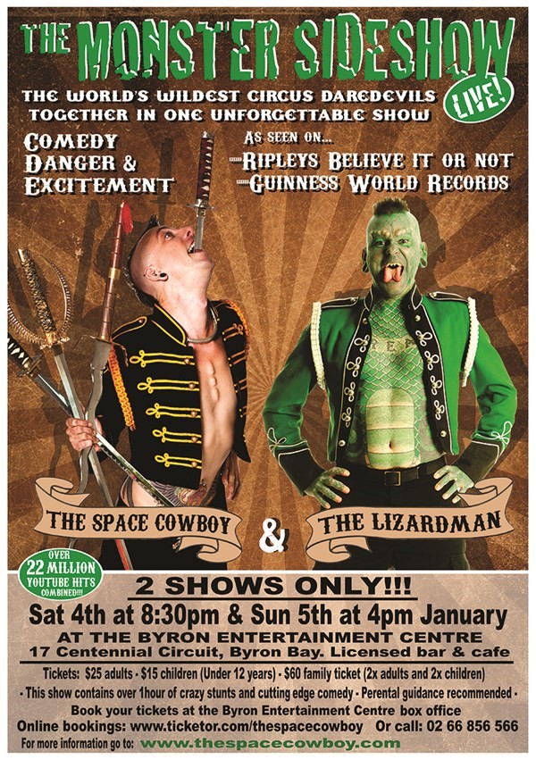 Get Information and buy tickets to The Monster Sideshow THE SPACE COWBOY & THE LIZARDMAN - LIVE! on The Space Cowboy