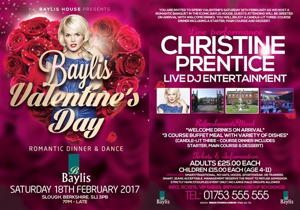 Get Information and buy tickets to Valentines Dinner & Dance Valentines 2017 on Baylis house hotel