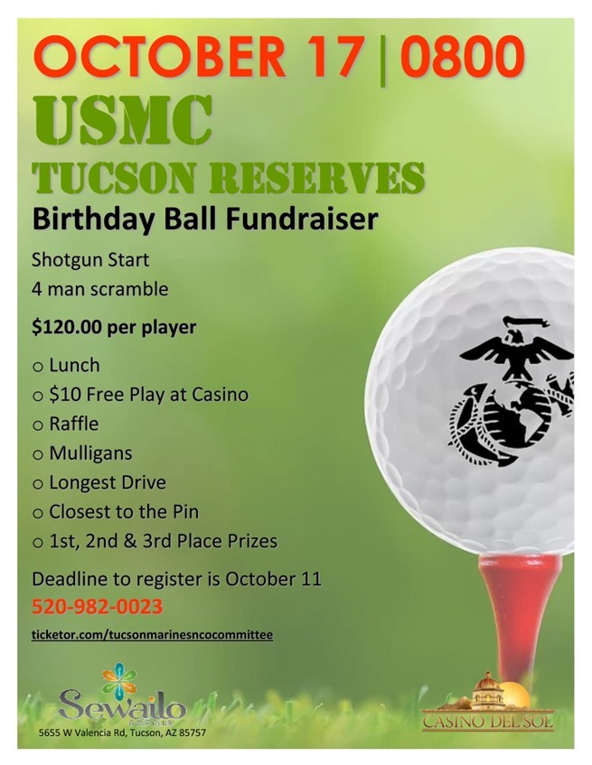 Get Information and buy tickets to Golf Tournament  on Tucson Marines NCO Committee