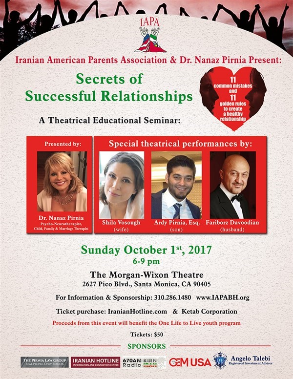Get Information and buy tickets to Secrets of Successful Relationships  on Iranian American Parents A.