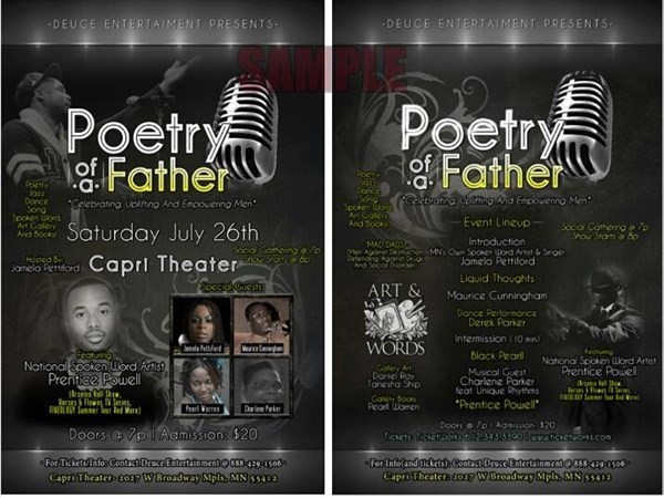 Get Information and buy tickets to POETRY OF A FATHER BY DEUCE ENTERTAINMENT on Sophia