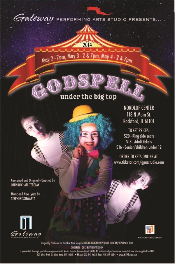 Get Information and buy tickets to Godspell "Under The Big Top"  on Gateway Performing Arts Studio