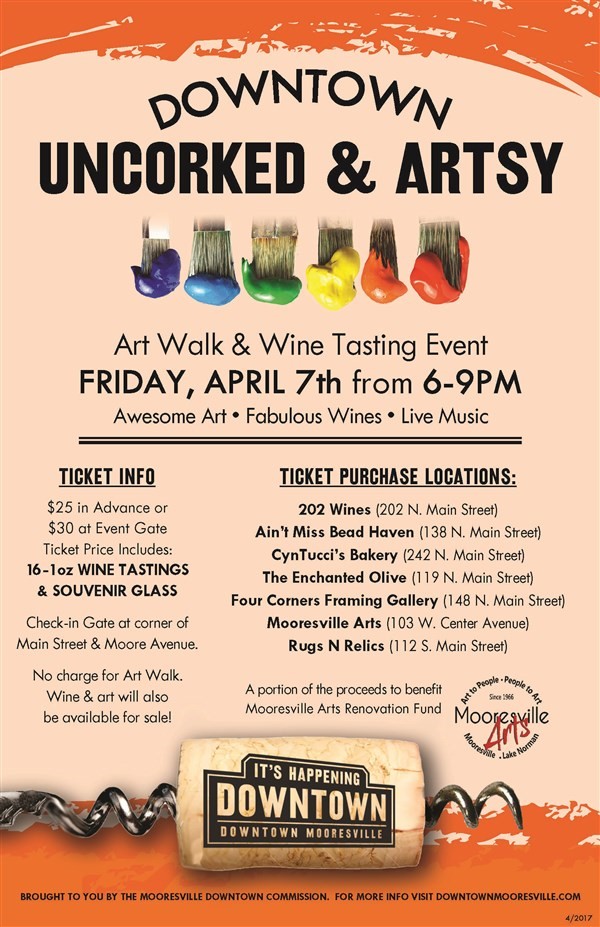 Get Information and buy tickets to Downtown Mooresville Uncorked & Artsy  on Downtown Mooresville