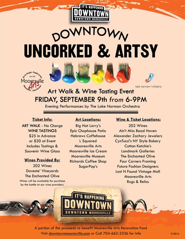 Get Information and buy tickets to Downtown Mooresville Uncorked & Artsy  on Downtown Mooresville