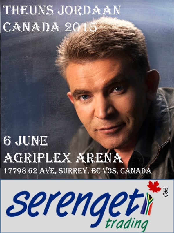 Get Information and buy tickets to THEUNS JORDAAN IN VANCOUVER  on South African Events Pty Ltd