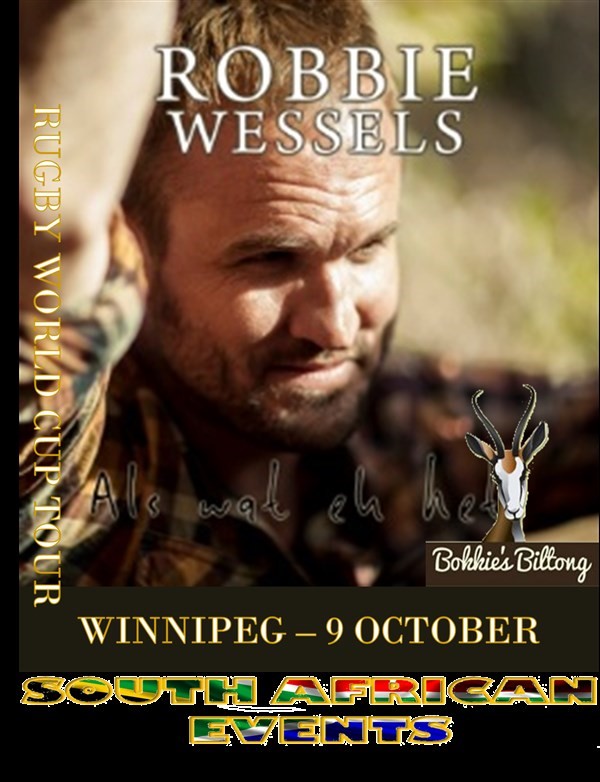 Obtenez des informations et achetez des billets pour Robbie Wessels in Winnipeg  sur South African Events Pty Ltd