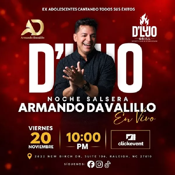 Get Information and buy tickets to Noche Salsera - Armando Davalillo - en vivo - Raleigh, NC  on ClickEvent