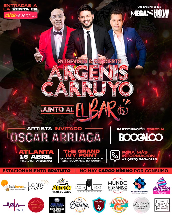 Get Information and buy tickets to Argenis Carruyo junto a El Bar TV en vivo - Entrevista + Concierto - Atlanta GA  on www.click-event.com